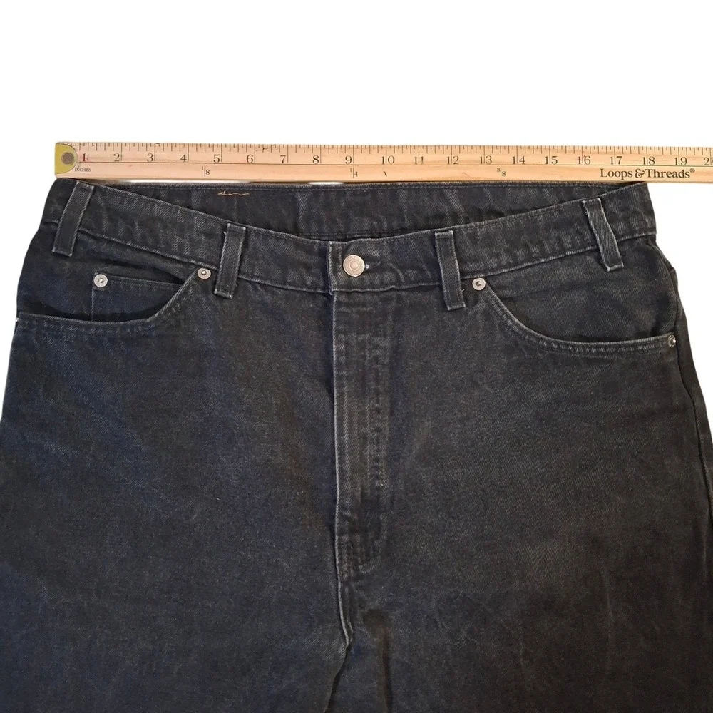 VTG Levi's 550 Relaxed Fit Tapered Leg Jeans Mens 38x32* Black Denim Orange Tab - Picture 7 of 12